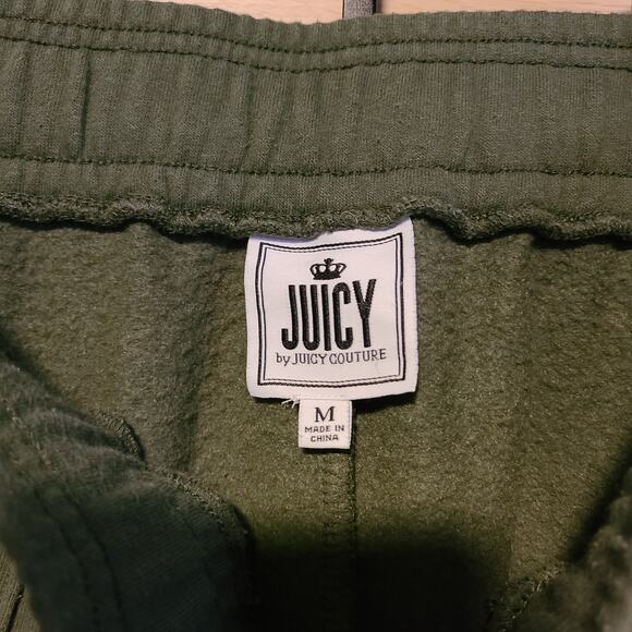 Juicy Culture Womens Army Green Track Pants Size Medium Wide Leg Sweatpants Y2K - Picture 4 of 10